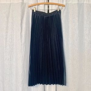 Mango Pleat Satin Detail Midi Skirt